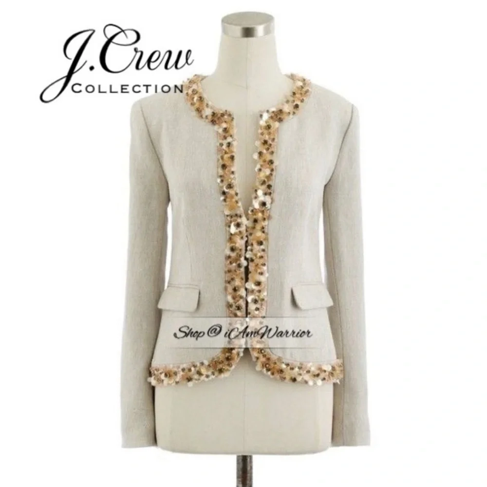 J.Crew Collection Sand Embellished Sequin Statement Blazer *shop@iamwarrior